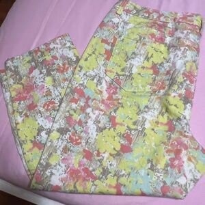 Style & Co. Women's Abstract Floral Cropped Pants - Yellow, Pink, Green